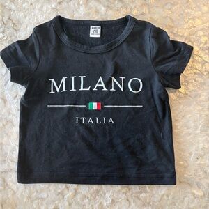 SHEIN Kids Black Milano Italia Tee